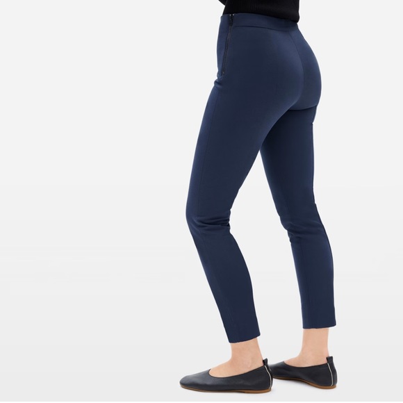 Everlane side zip stretch cotton pants size 4 color navy - Picture 3 of 7